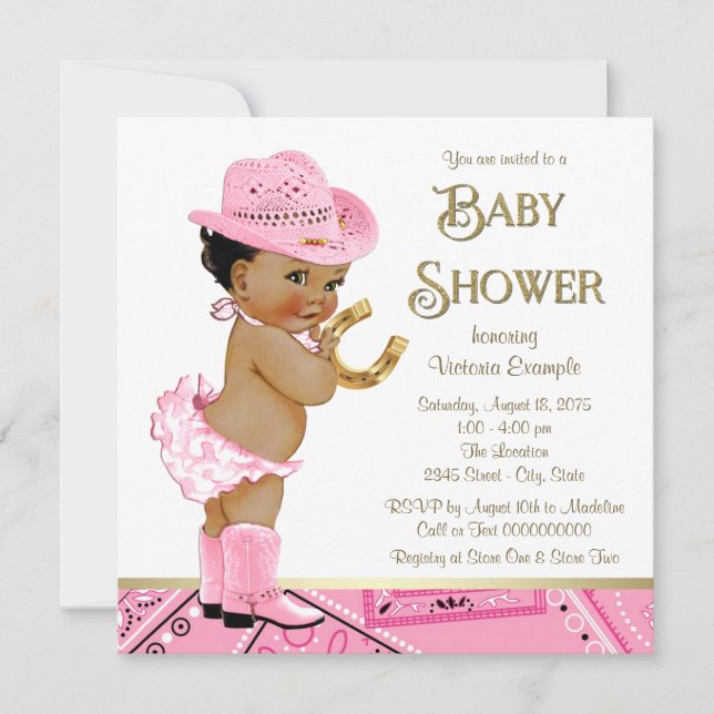 Invitación Ethnic Cowgirl Baby Shower (Anverso)