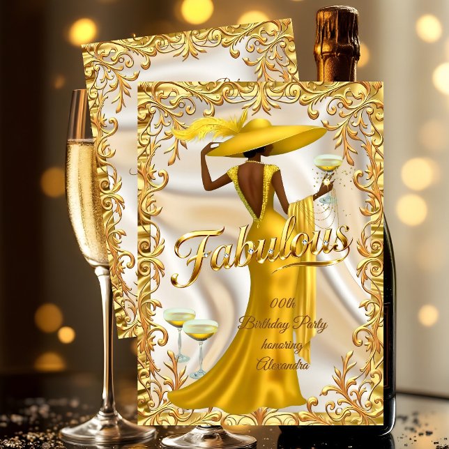 Invitación Ethnic Fabulous Birthday Gold Dress Gold Champagne (Subido por el creador)