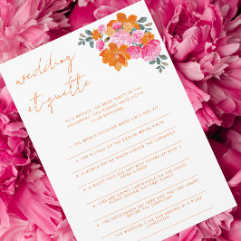 Invitación Etiqueta de Boda rosa y Naranja juego de ducha de 