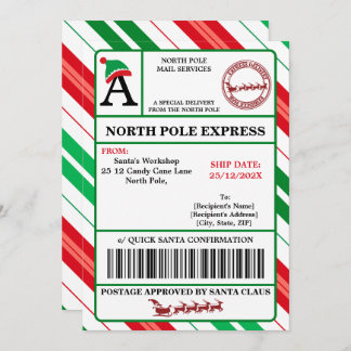 Invitación Etiqueta de envío de Papá Noel personalizable