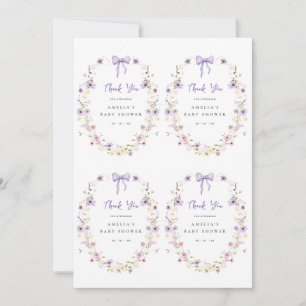 Invitación Etiqueta de regalo imprimible con lazo de lavanda