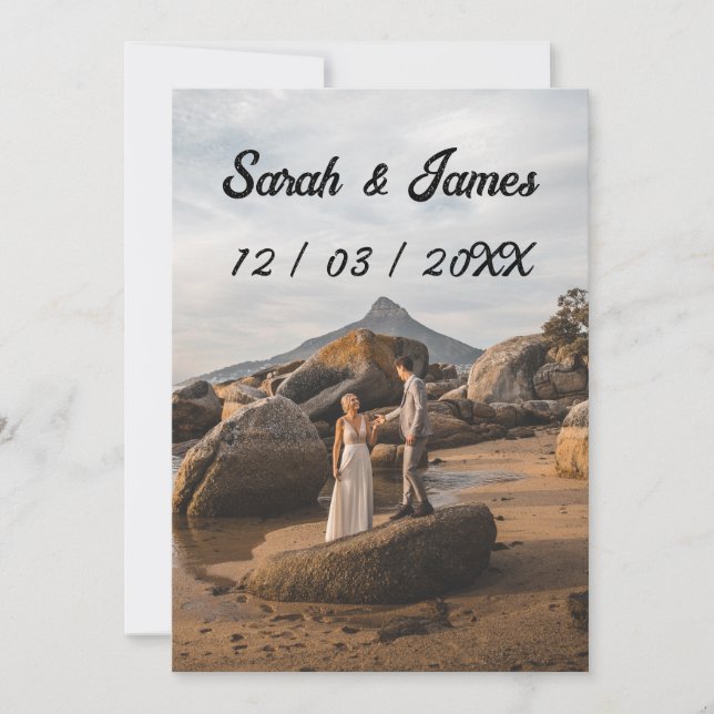 Invitación Etiqueta de vino de fotografía simple Boda (Anverso)