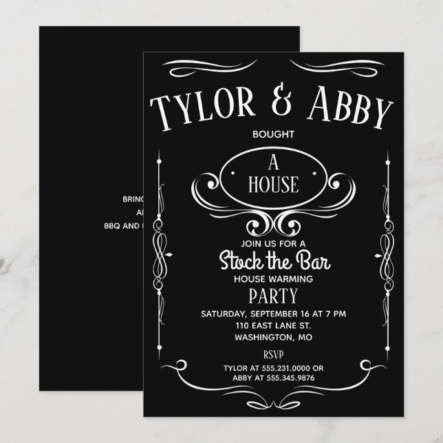 Invitación Etiqueta de Whiskey Fiesta de calentamiento domést (Anverso / Reverso)