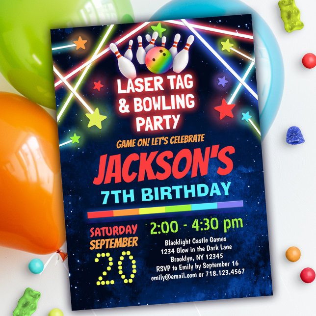 Invitación Etiqueta láser brillante y fiesta de cumpleaños de (Subido por el creador)