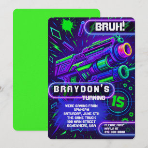Invitación Etiqueta láser de pistola Nerf para fiesta de cump