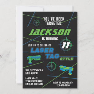 Invitación Etiqueta láser Fiesta de cumpleaños azul y verde