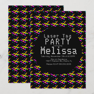 Invitación Etiqueta Láser Neon Brillo En La Oscuridad Confeti