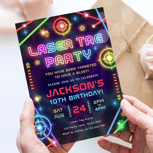 Invitación Etiqueta láser Neon Glow Arcade Fiesta Boy Cumplea (Subido por el creador)