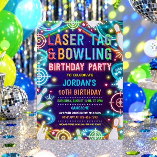 Invitación Etiqueta Láser Neon Glow Y Fiesta de Cumpleaños Bo