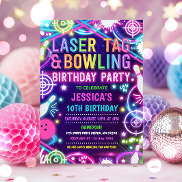 Invitación Etiqueta Láser Neon Glow Y Fiesta de Cumpleaños Bo