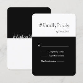 Invitación Etiqueta moderna moda blanca negra boda rsvp
