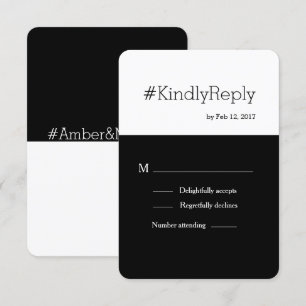 Invitación Etiqueta moderna moda blanca negra boda rsvp