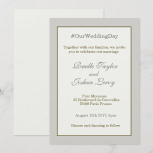 Invitación Etiqueta personalizada boda blanco de marfil gris 