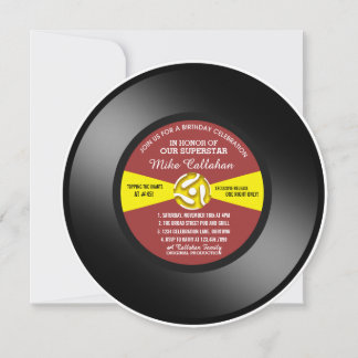 Invitación Etiqueta roja Vinyl 45 Fiesta de cumpleaños récord