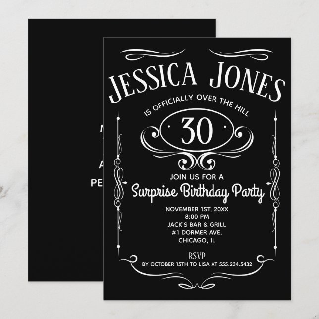 Invitación Etiqueta Whiskey Sobre La Colina (Anverso / Reverso)