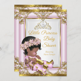 Invitación Etnia Baby Shower de Princesa de Oro Rosa Lilac
