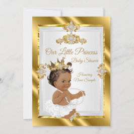 Invitación Etnia Baby Shower de princesas blancas de oro