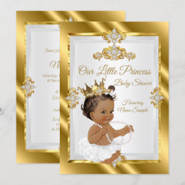 Invitación Etnia Baby Shower de princesas blancas de oro