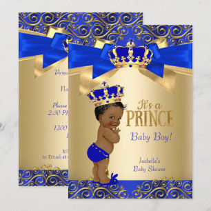 Invitación Etnia Baby Shower del príncipe del oro azul real
