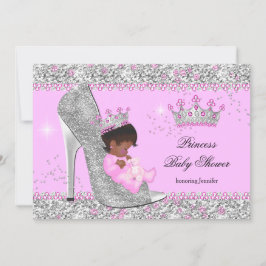 Invitación Etnia Baby Shower Princesa de tacón alto de plata 