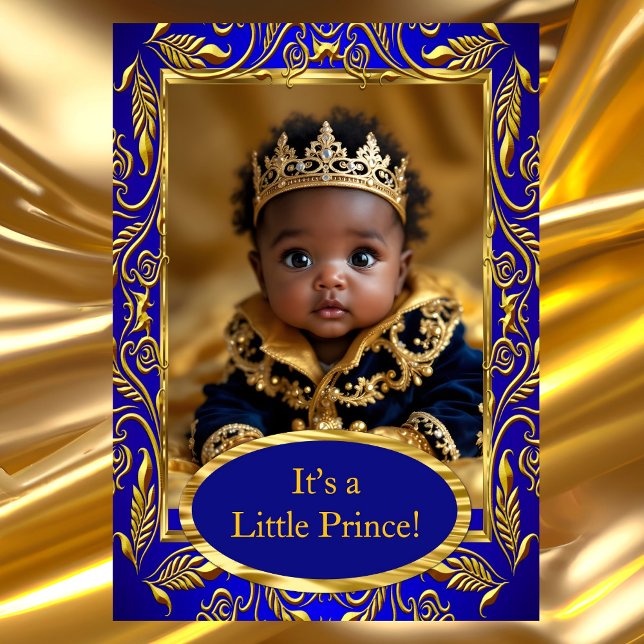 Invitación Etnia Baby Shower Royal Blue Gold Boy (Subido por el creador)