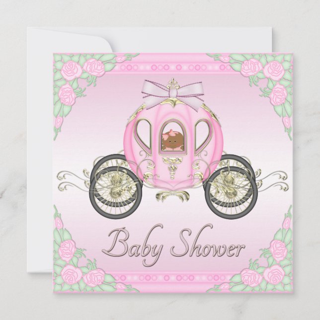 Invitación Etnia bebé entrenador de princesas rosadas Baby Sh (Anverso)