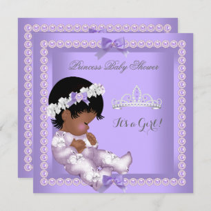 Invitación Etnia Chica de Baby Shower Purple Lavender Pearl