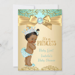 Invitación Etnia damascal de oro Verde azulada de la Princesa