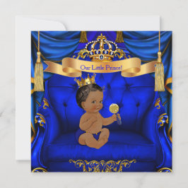 Invitación Etnia de Baby Shower Prince Royal Blue Gold