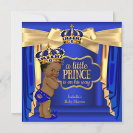 Invitación Etnia de la corona de oro del Príncipe Azul Real B