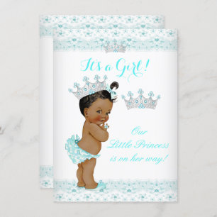 Invitación Etnia de la princesa Baby Shower Aqua White Tiara
