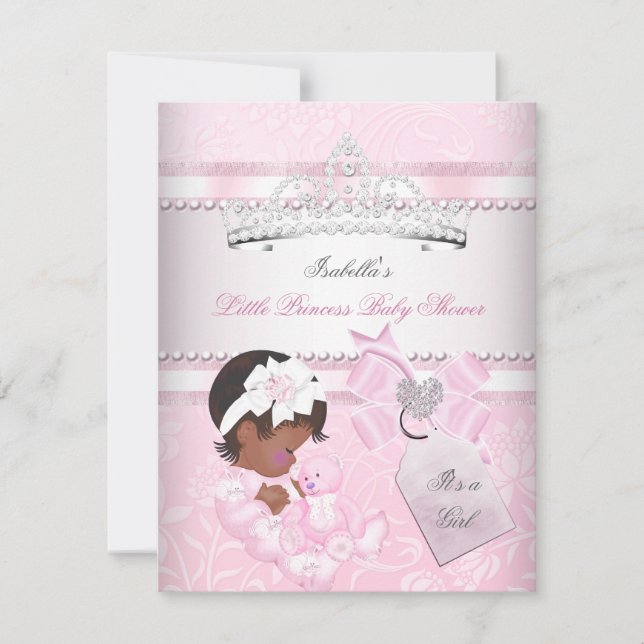 Invitación Etnia de la princesa Baby Shower Cute Chica Tiara (Anverso)