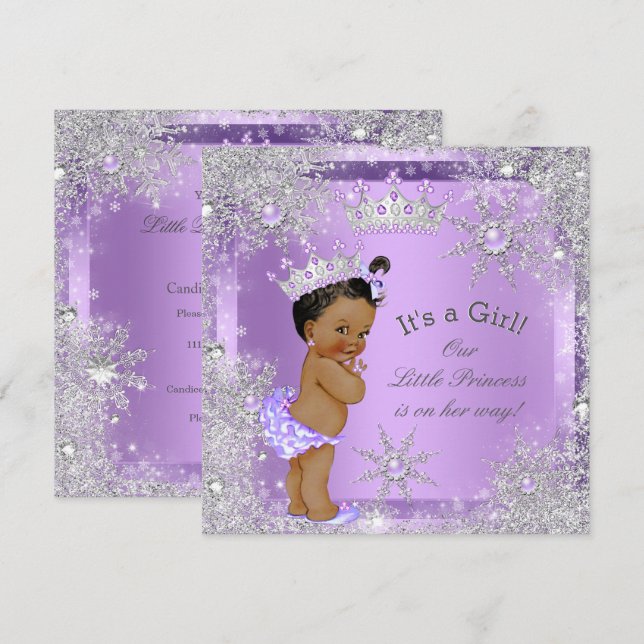 Invitación Etnia de la princesa Baby Shower Lilac Wonderland (Anverso / Reverso)