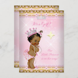 Invitación Etnia de la princesa Baby Shower Pink Gold Lace Ti