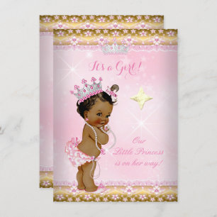 Invitación Etnia de la princesa Baby Shower Pink Gold Lace Ti