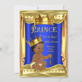Invitación Etnia de oro del príncipe azul real Baby Shower
