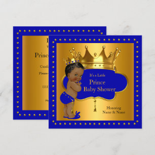 Invitación Etnia de Prince Baby Shower Royal Blue Boy