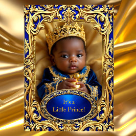 Invitación Etnia de Prince Royal Blue Gold Baby Shower Rattle