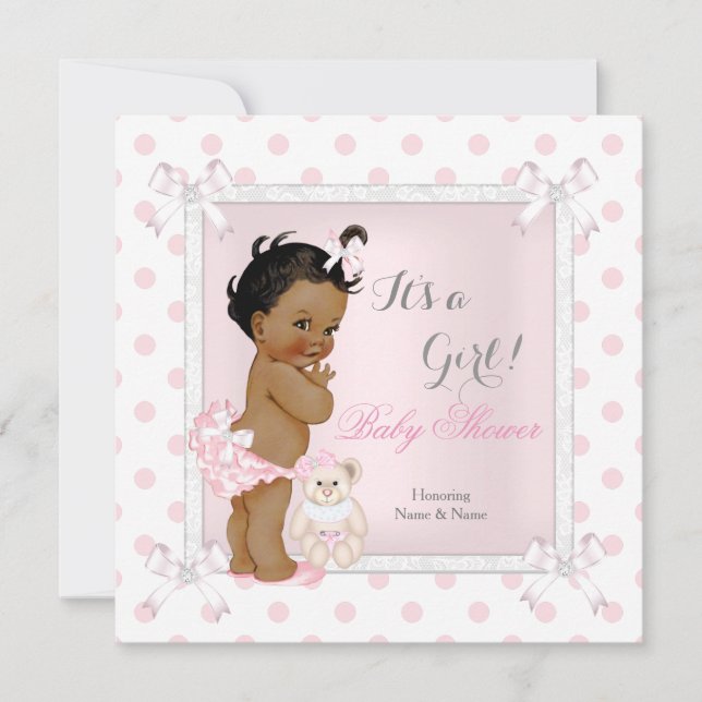 Invitación Etnia del juguete rosado del Chica de Baby Shower  (Anverso)