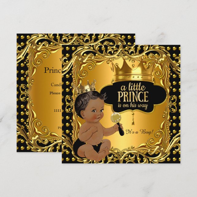 Invitación Etnia del oro del Principito Baby Shower (Anverso / Reverso)