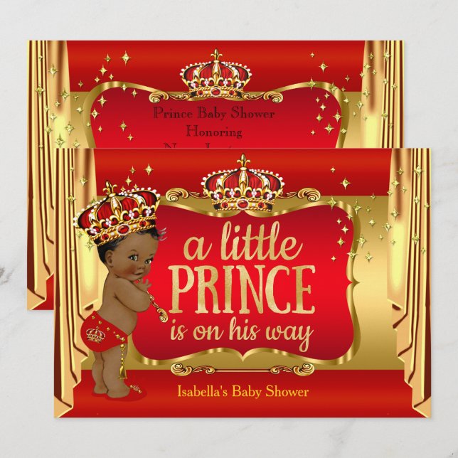 Invitación Etnia del Príncipe de Oro Rojo (Anverso / Reverso)