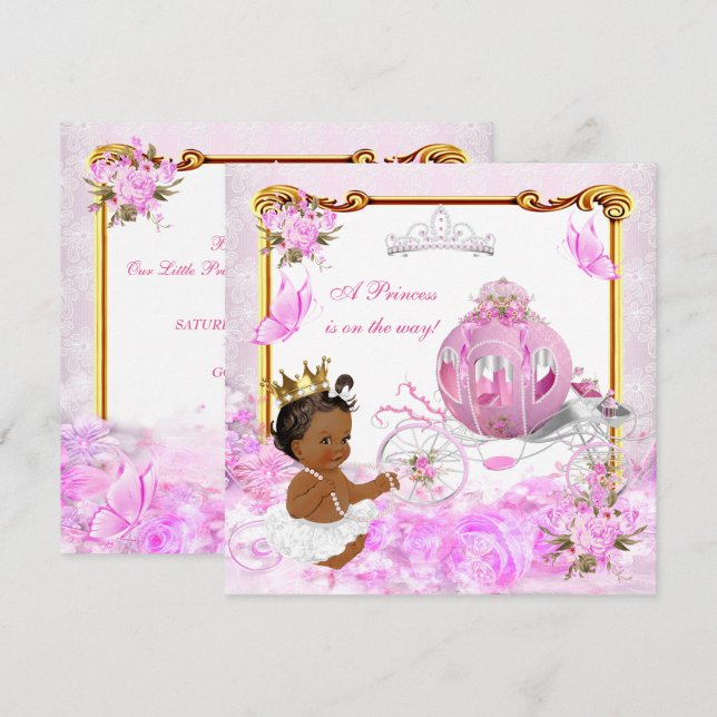 Invitación Etnia del transporte de oro rosado de la Princesa  (Anverso / Reverso)