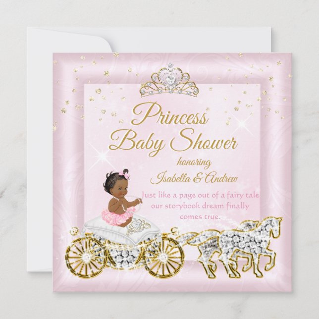 Invitación Etnia del transporte rosado de la princesa Baby Sh (Anverso)