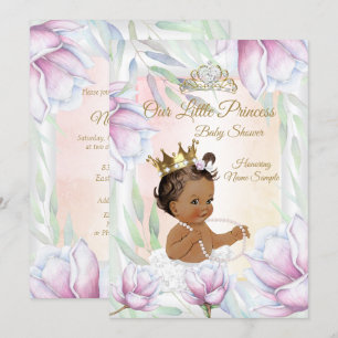 Invitación Etnia floral de la princesa Baby Shower rosada Lil
