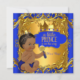 Invitación Etnia real del oro azul del príncipe Baby Shower