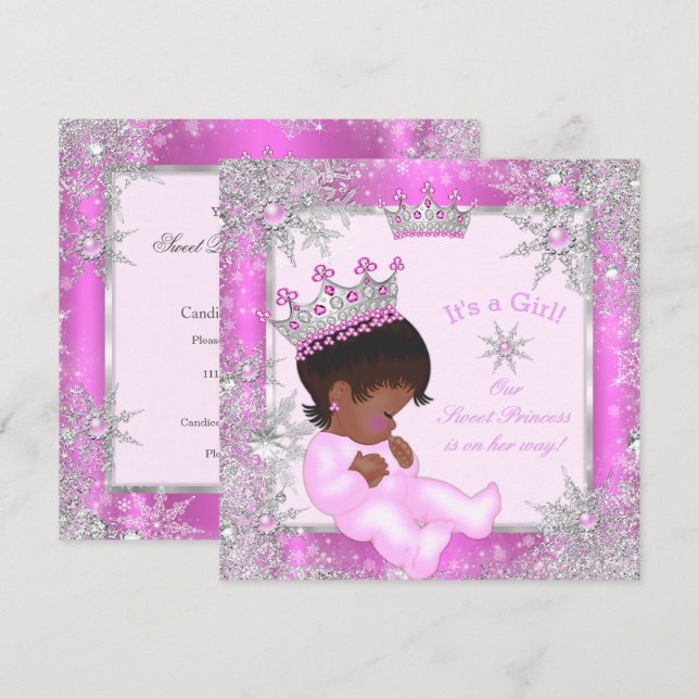 Invitación Etnia rosa del pastel de nieve de la princesa dulc (Anverso / Reverso)