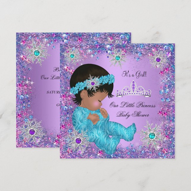 Invitación Etnia rosa morada azul Verde azulada de la princes (Anverso / Reverso)
