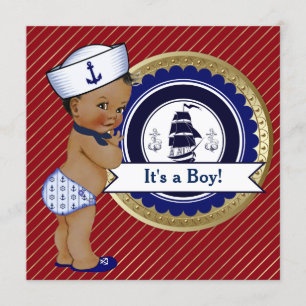 Invitación Etnia Sailor Boy Nautical Baby Shower