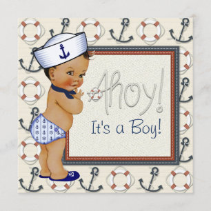Invitación Etnia Sailor Boy Nautical Baby Shower