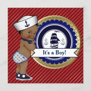 Invitación Etnia Sailor Boy Nautical Baby Shower